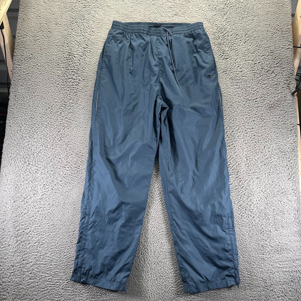 Vintage Champion Pant Men XL Blue Polyester Track Straight Activewear Basketball